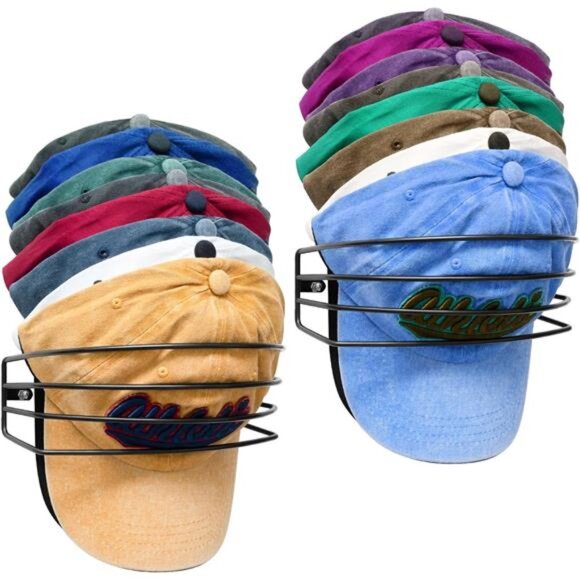 Hat Organizer for Baseball Caps, 2-Pack Black Metal Hat Rack Ball Cap Storage - Picture 1 of 7